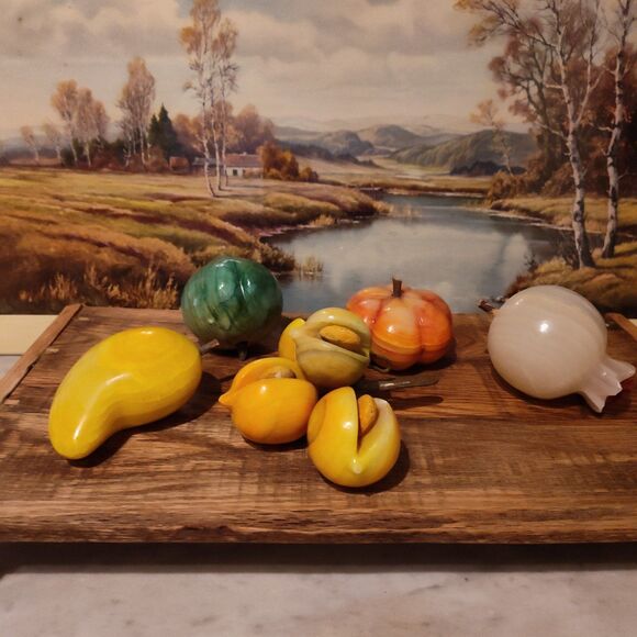 Vintage Alabaster Fruit Set - Decorative Collectible, Mid-Century Home Decor - Picture 4 of 10